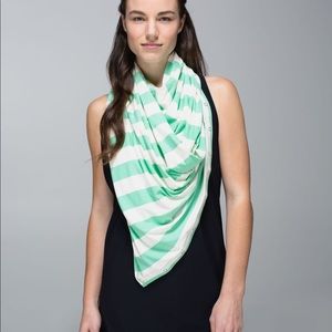Mint Green Striped Vinyasa Scarf EUC